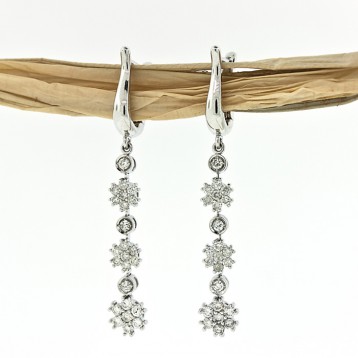 0.97 CT Long Diamond Flower Drop Earrings
